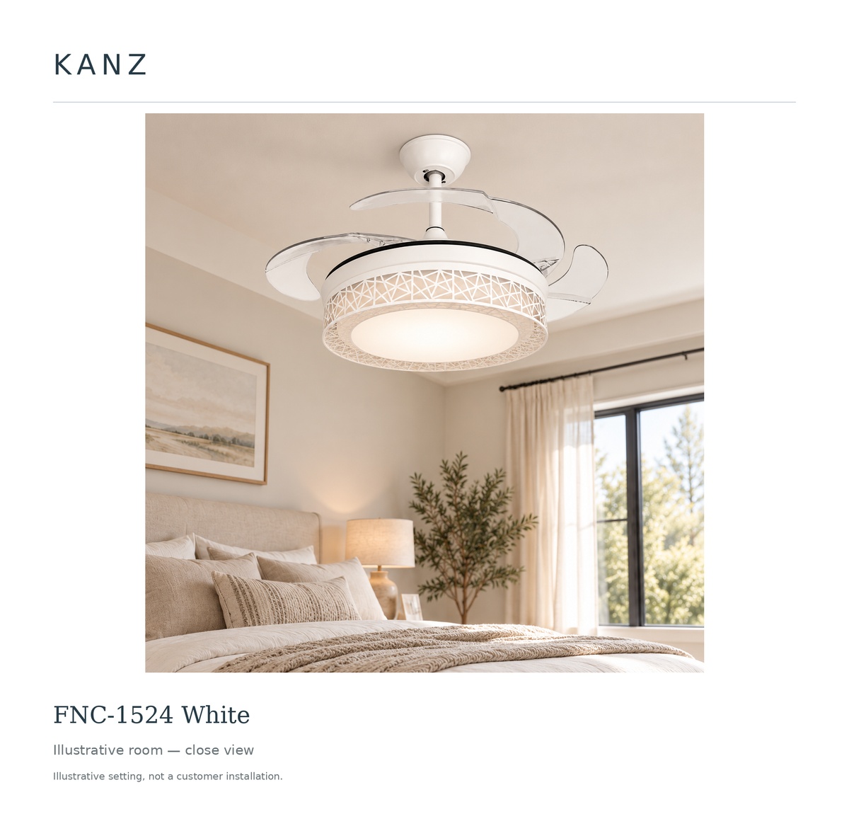 FNC-1524 White — Illustrative room — close view