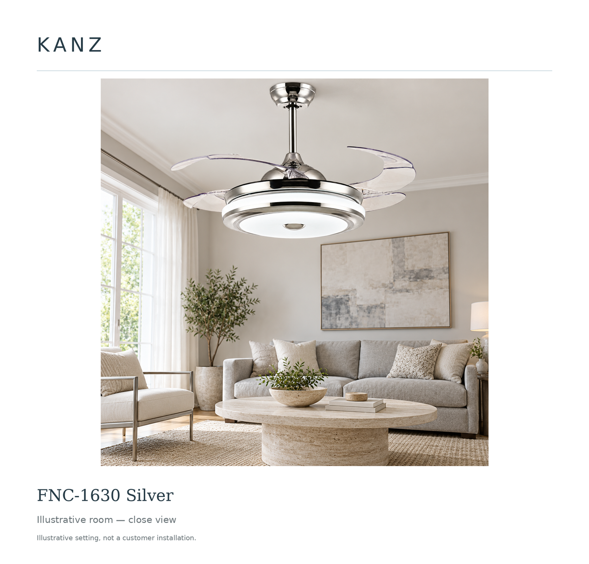 FNC-1630 Silver — Illustrative room — close view