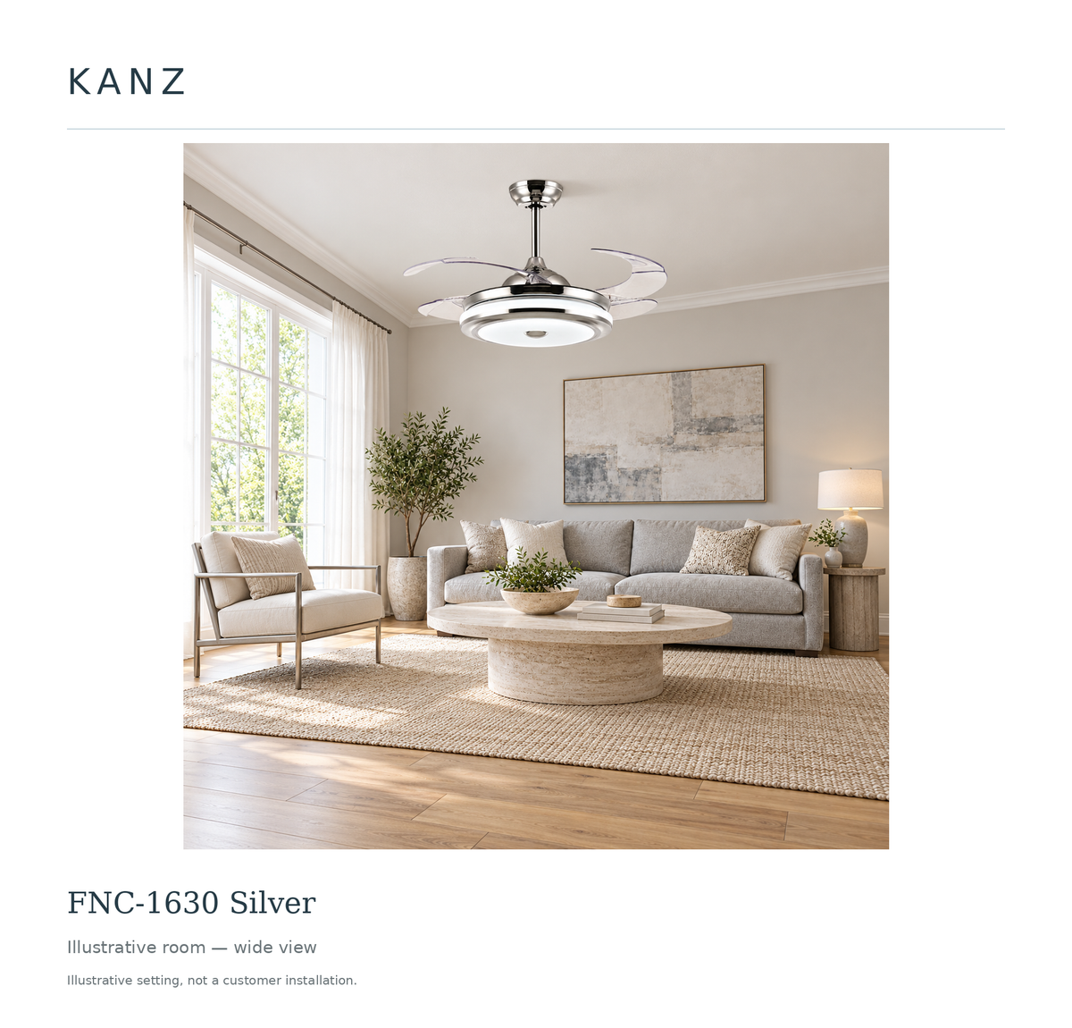 FNC-1630 Silver — Illustrative room — wide view