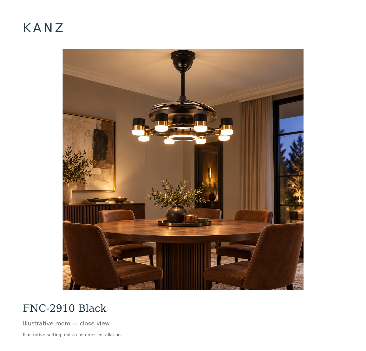 FNC-2910 Black — Illustrative room — close view