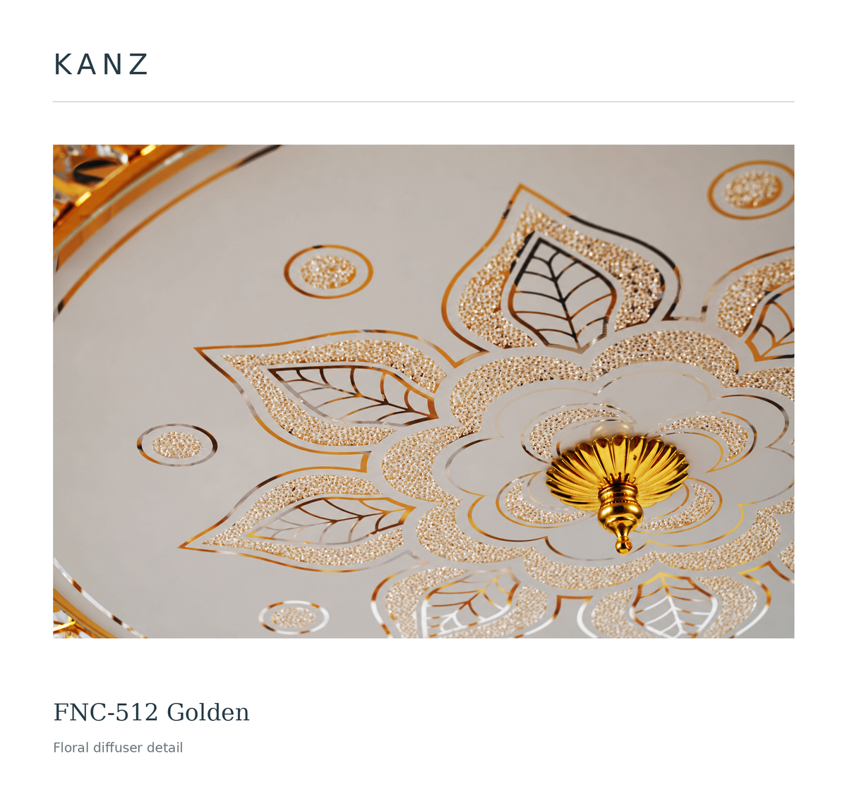 FNC-512 Golden — Floral diffuser detail