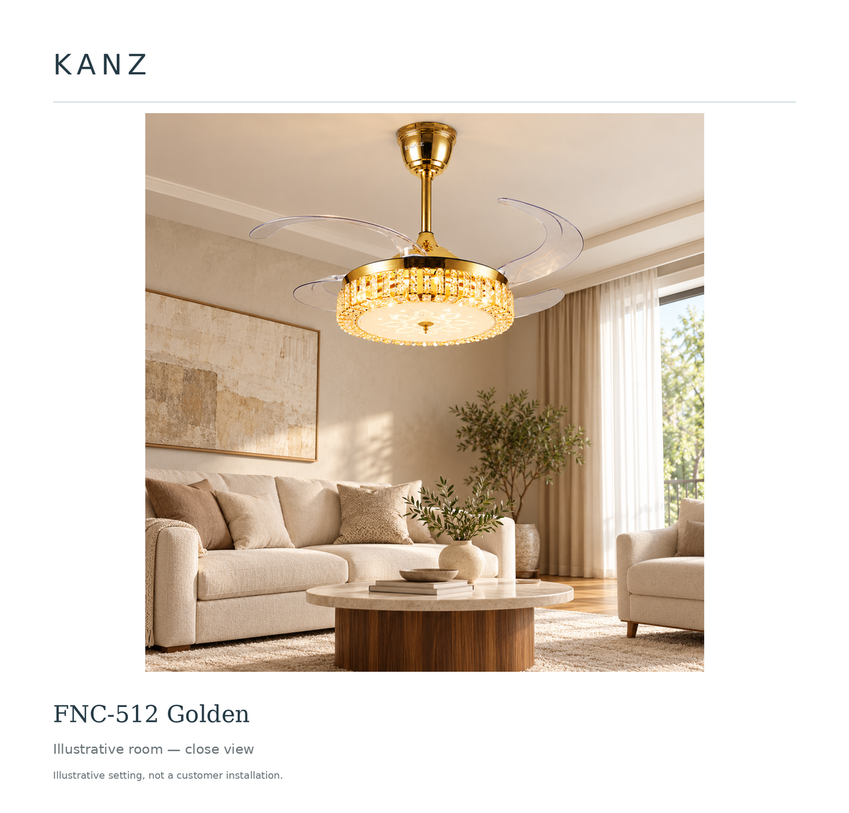 FNC-512 Golden — Illustrative room — close view