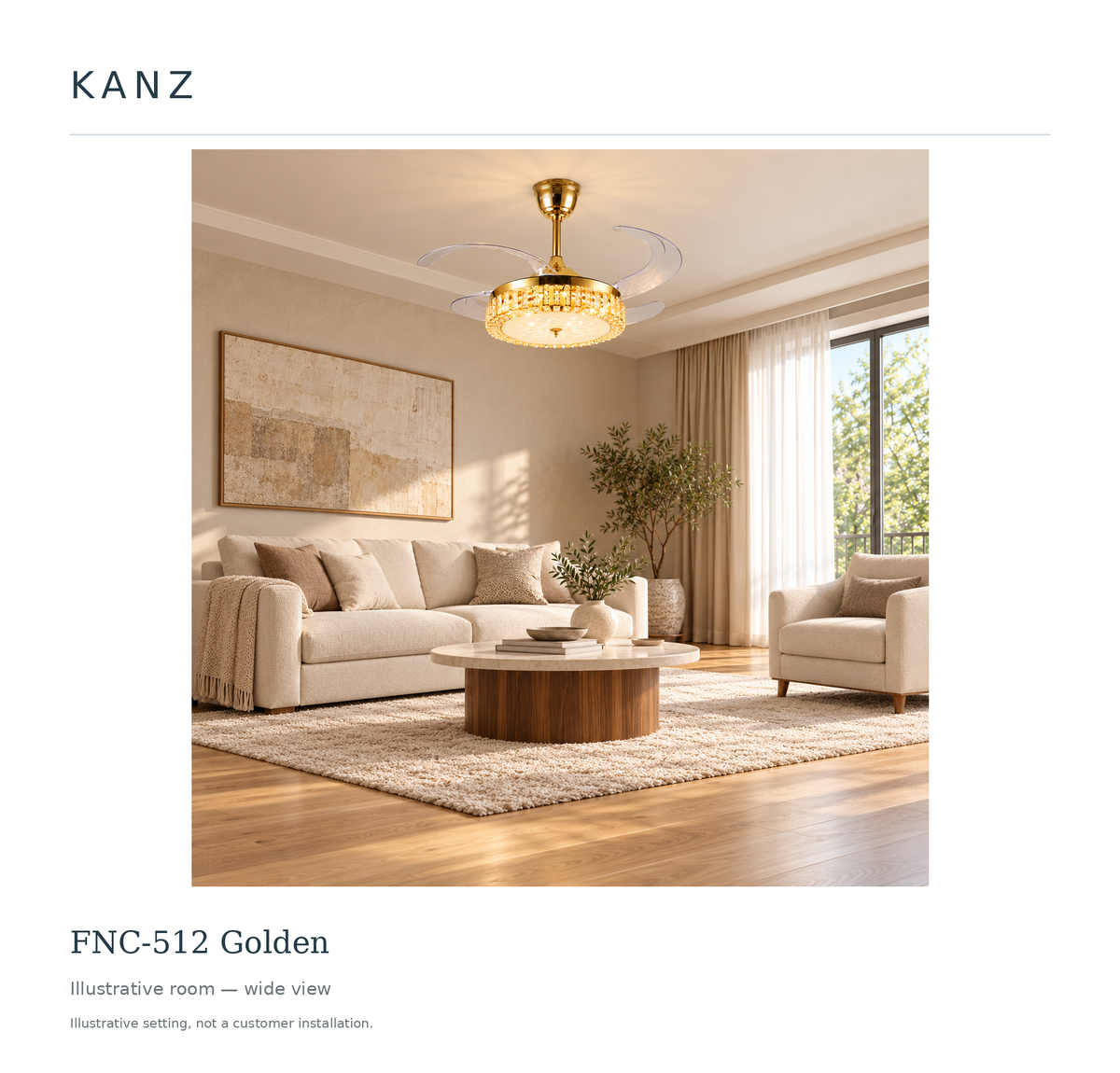 FNC-512 Golden — Illustrative room — wide view