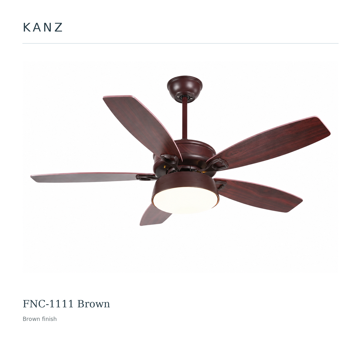FNC-1111 Brown — five-blade ceiling fan, front view