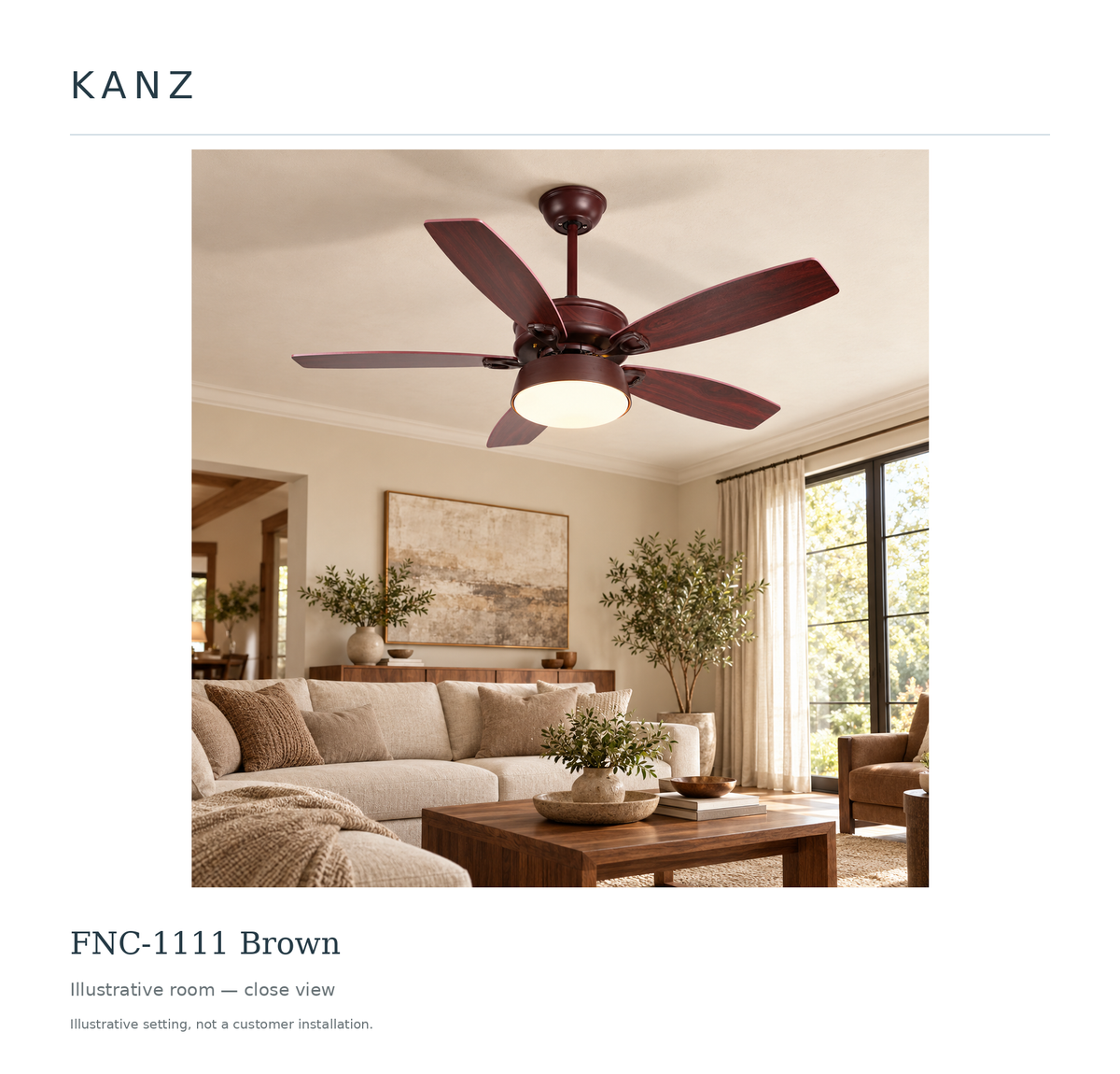 FNC-1111 Brown — Illustrative room — close view