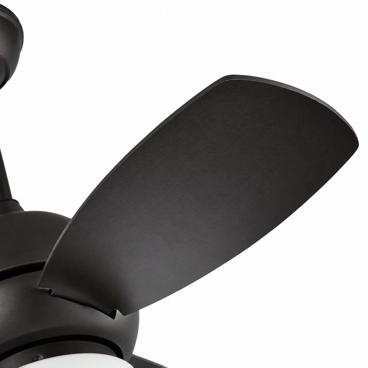 K-1650 Matte Black ceiling fan blade profile and root detail.