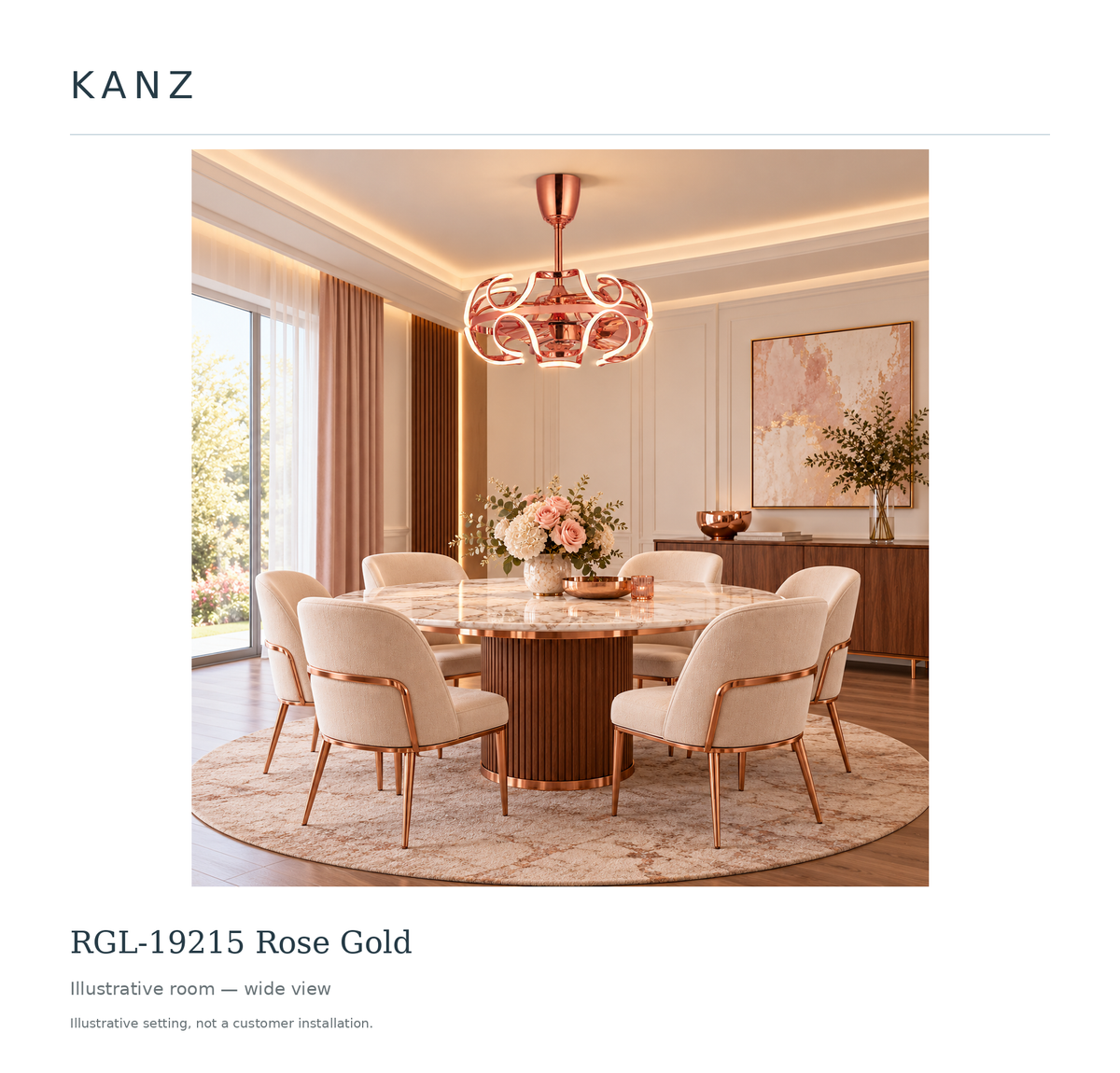 RGL-19215 Rose Gold — illustrative matching wide room view