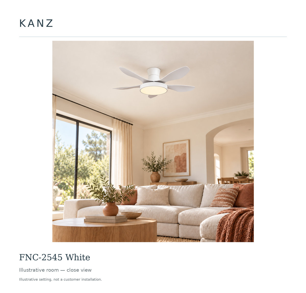 FNC-2545 White — Illustrative room — close view