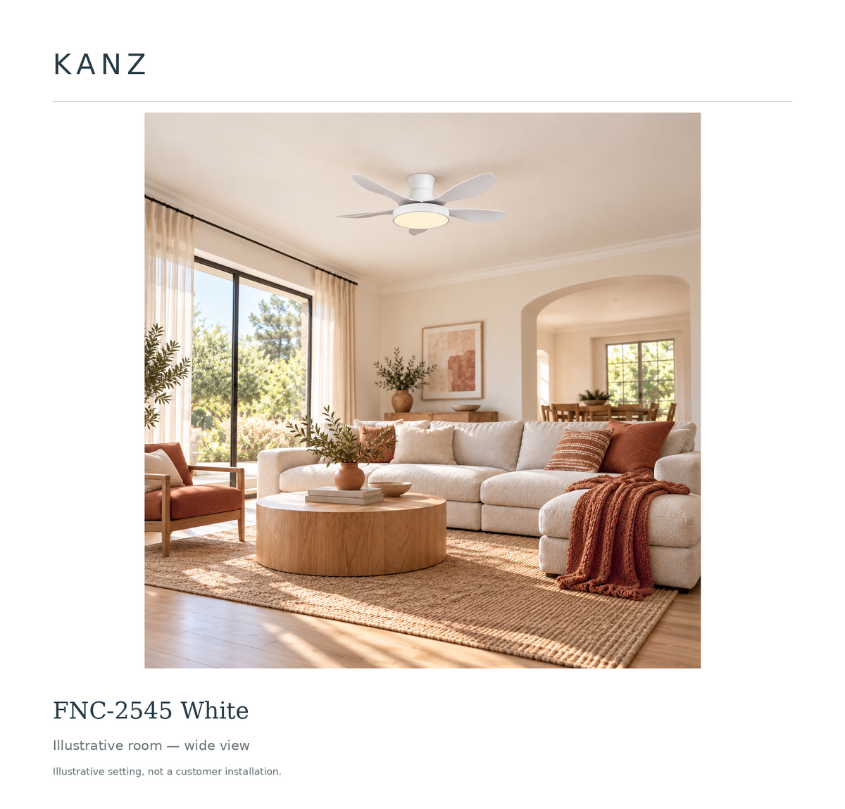 FNC-2545 White — Illustrative room — wide view