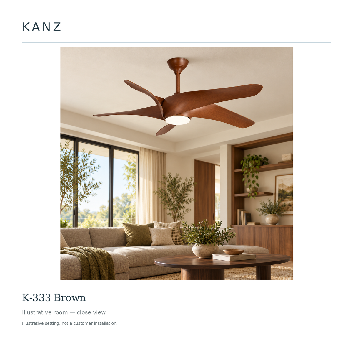 Kanz K-333 Brown — Illustrative room — close view; illustrative setting, not a customer installation.