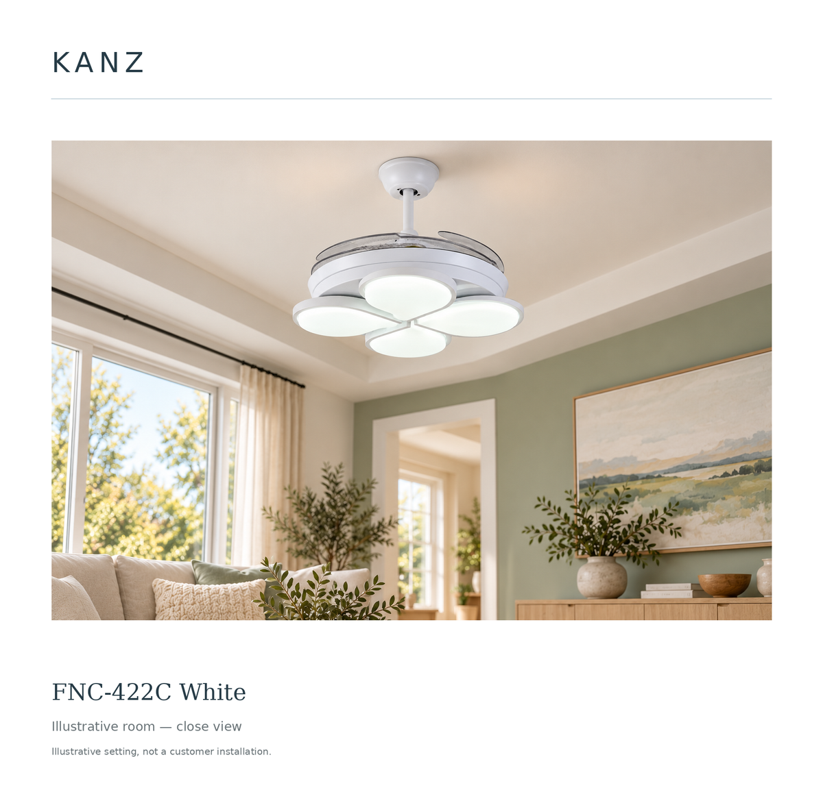 FNC-422C White — illustrative close room view