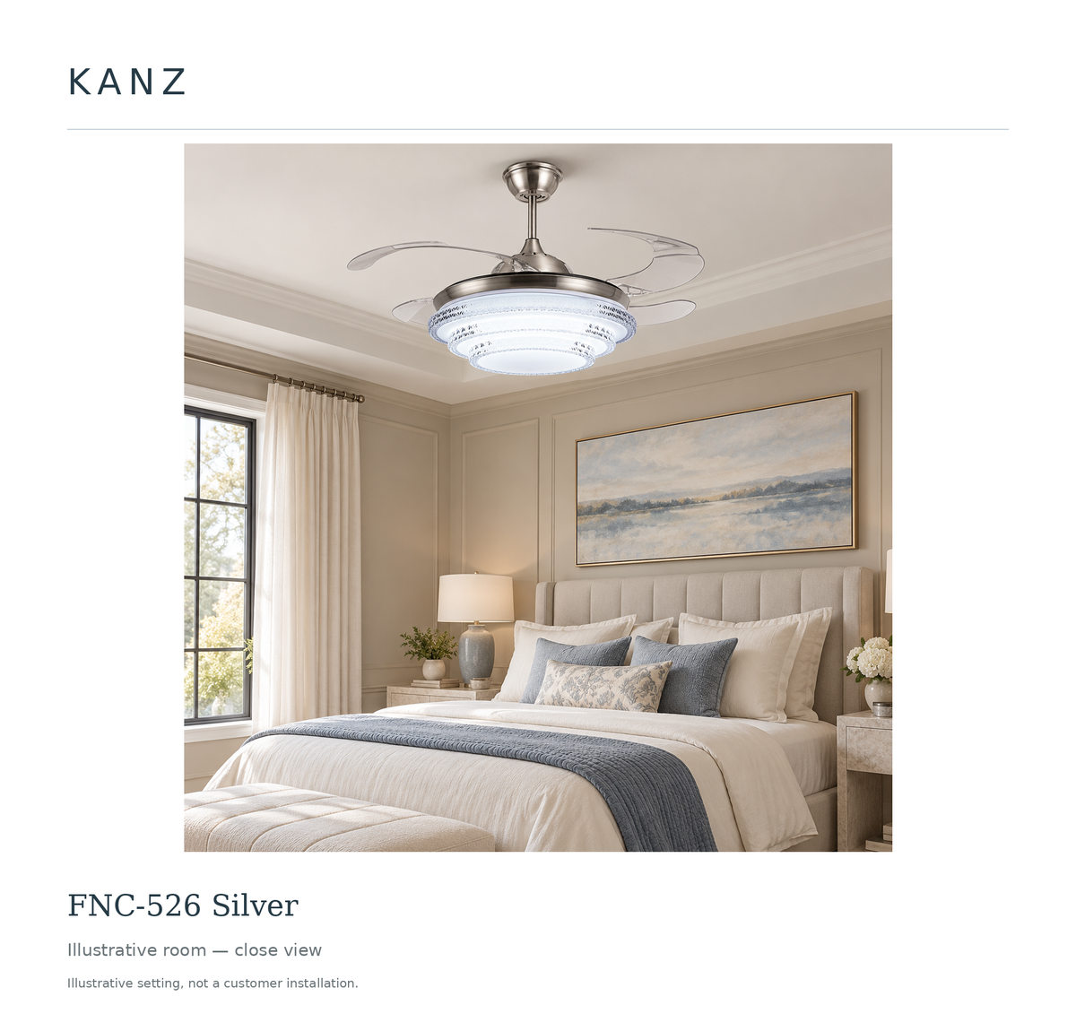 Kanz FNC-526 Silver — Illustrative room — close view; illustrative setting, not a customer installation.