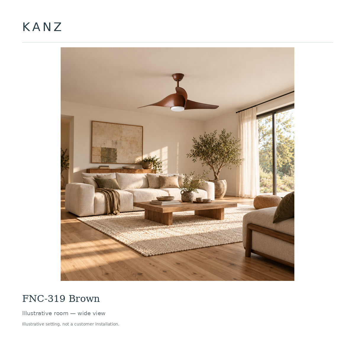 Kanz FNC-319 Brown — Illustrative room — wide view; illustrative setting, not a customer installation.