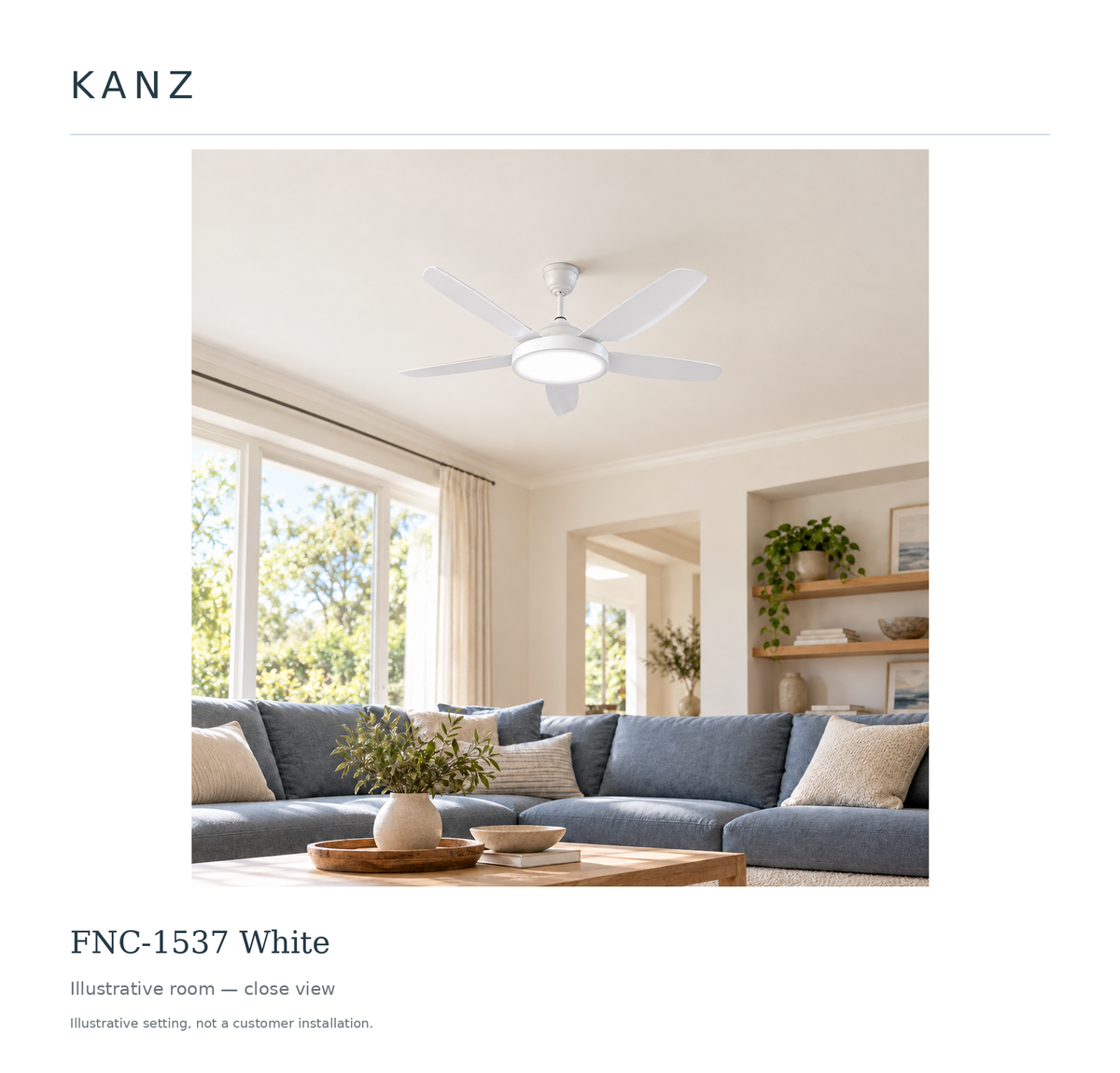 Kanz FNC-1537 White — Illustrative room — close view; illustrative setting, not a customer installation.