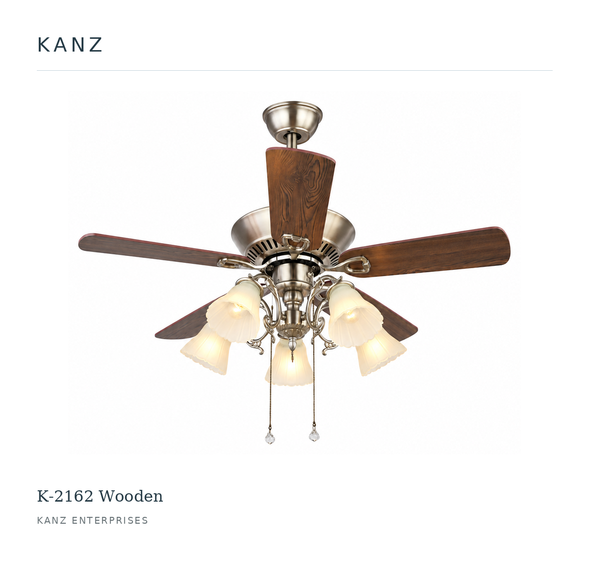 Kanz K-2162 Wooden ceiling fan — white masthead product image
