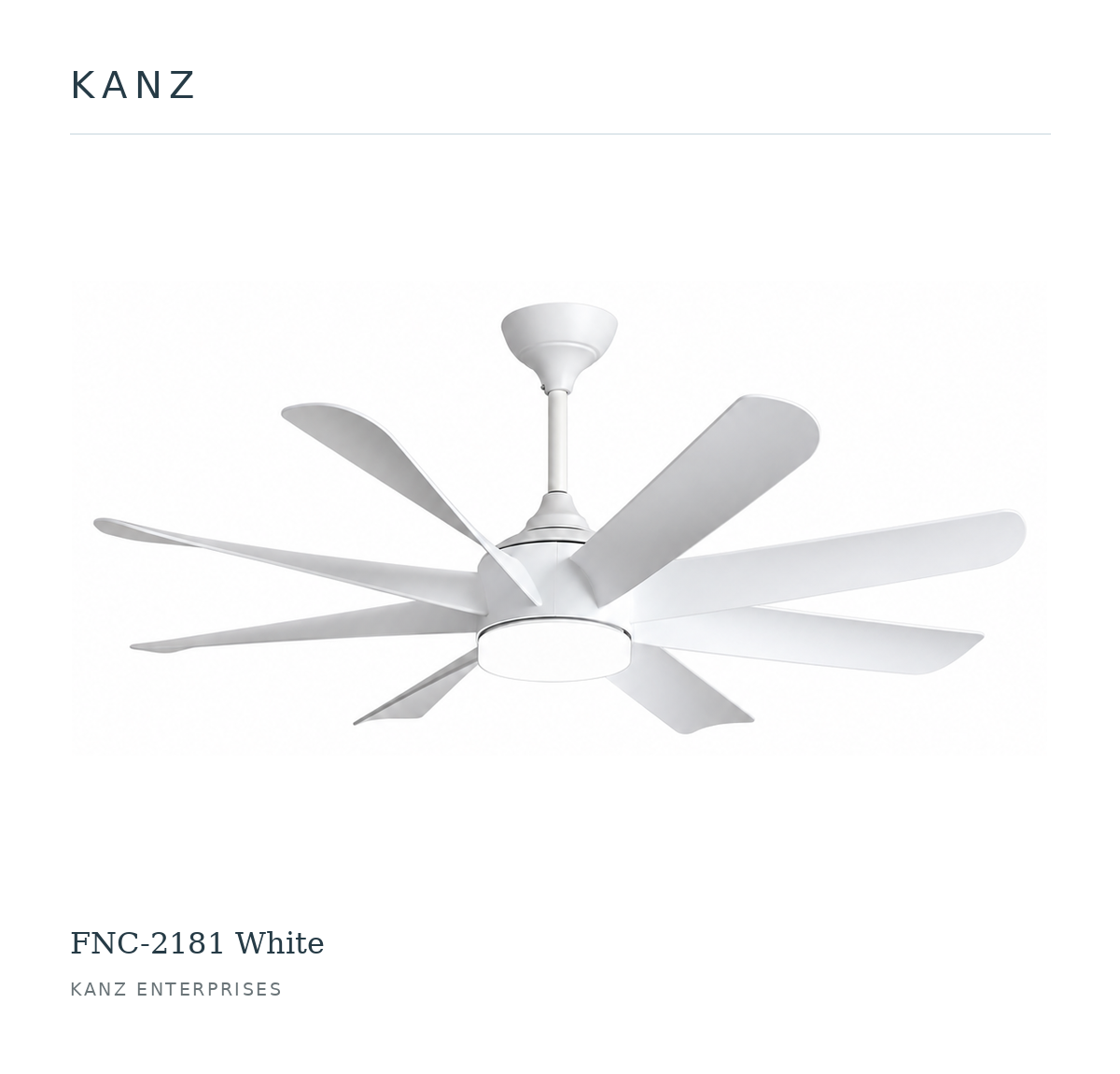 Kanz FNC-2181 White ceiling fan — white masthead product image