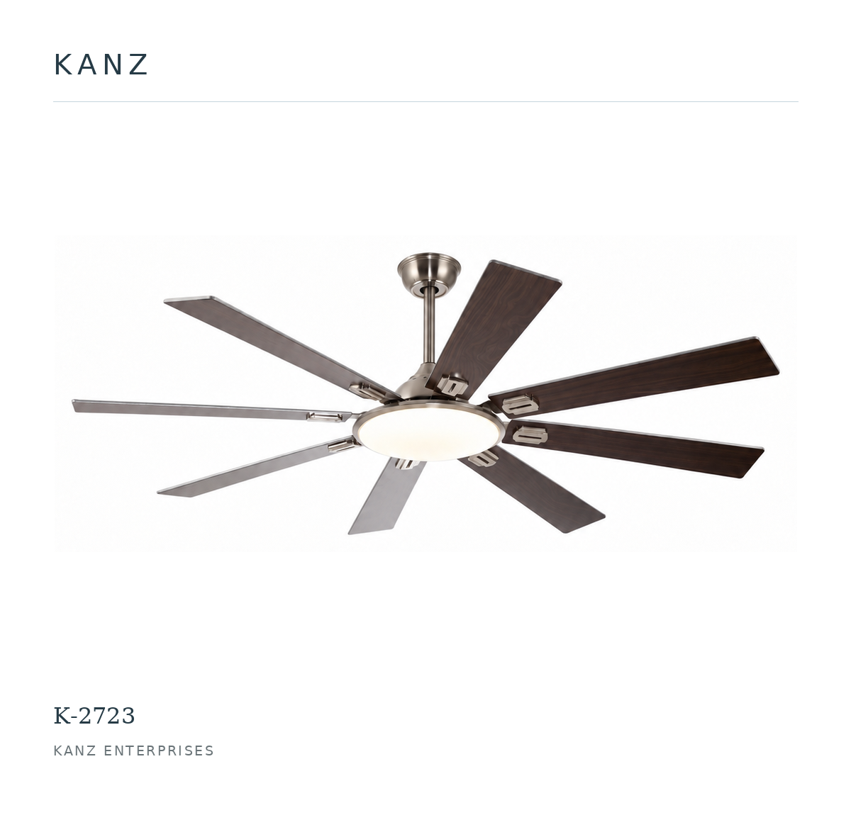 Kanz K-2723 ceiling fan — white masthead product image