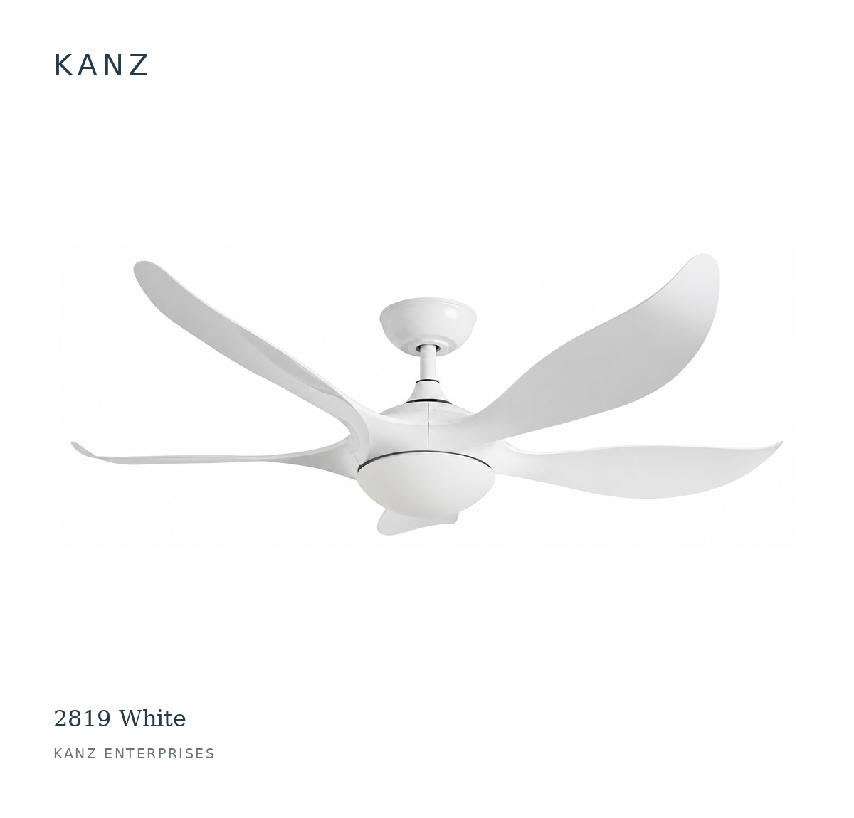 Kanz 2819 White ceiling fan — white masthead product image