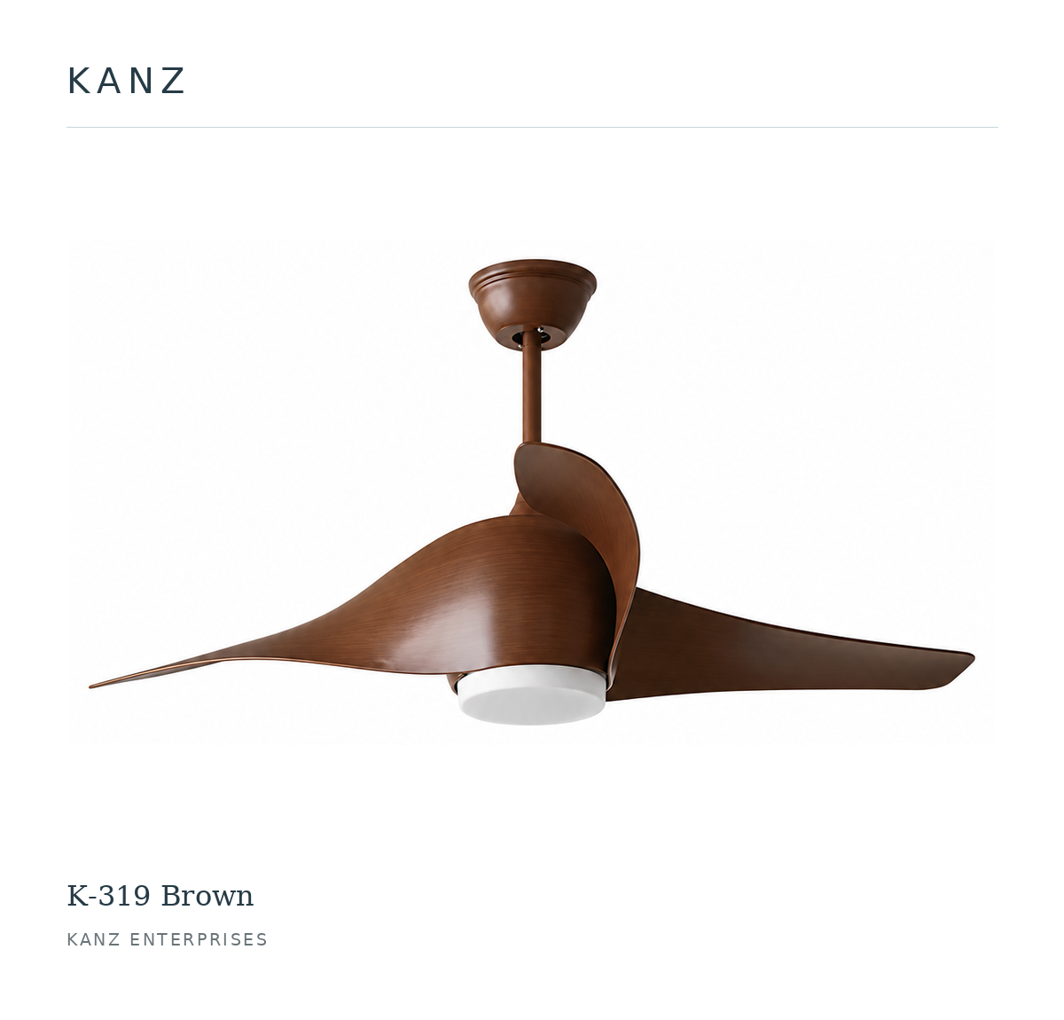 Kanz K-319 Brown ceiling fan — white masthead product image