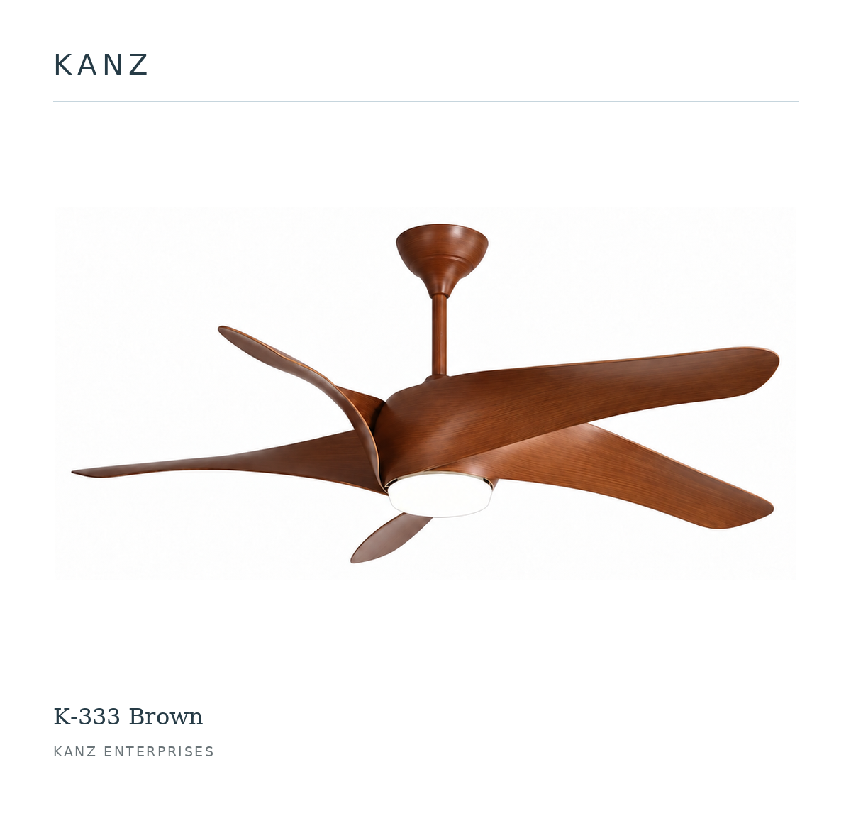 Kanz K-333 Brown ceiling fan — white masthead product image