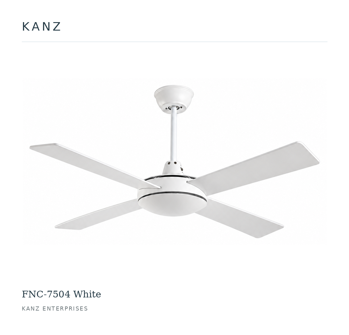 Kanz FNC-7504 White ceiling fan — white masthead product image