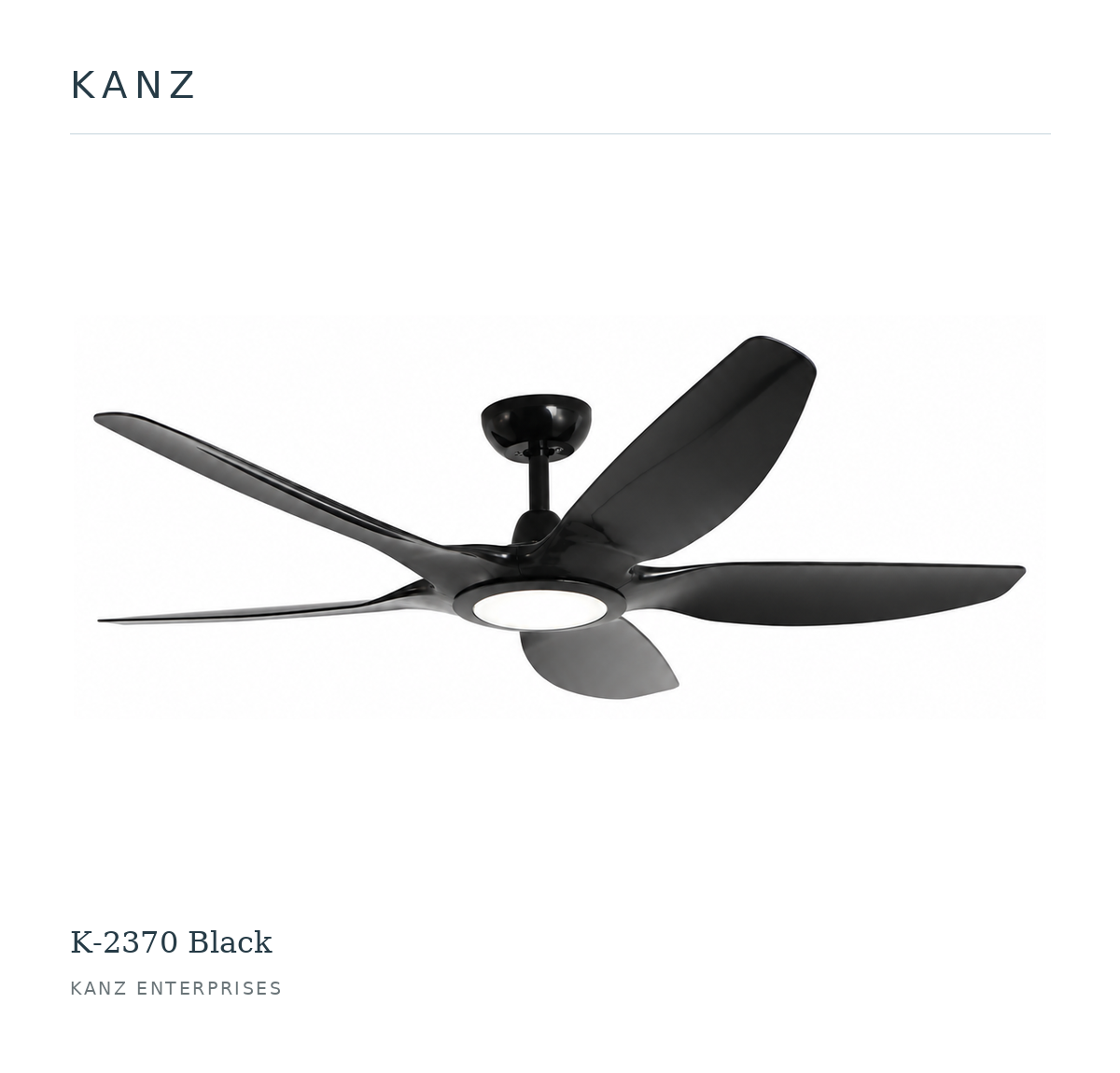 Kanz K-2370 Black ceiling fan — white masthead product image