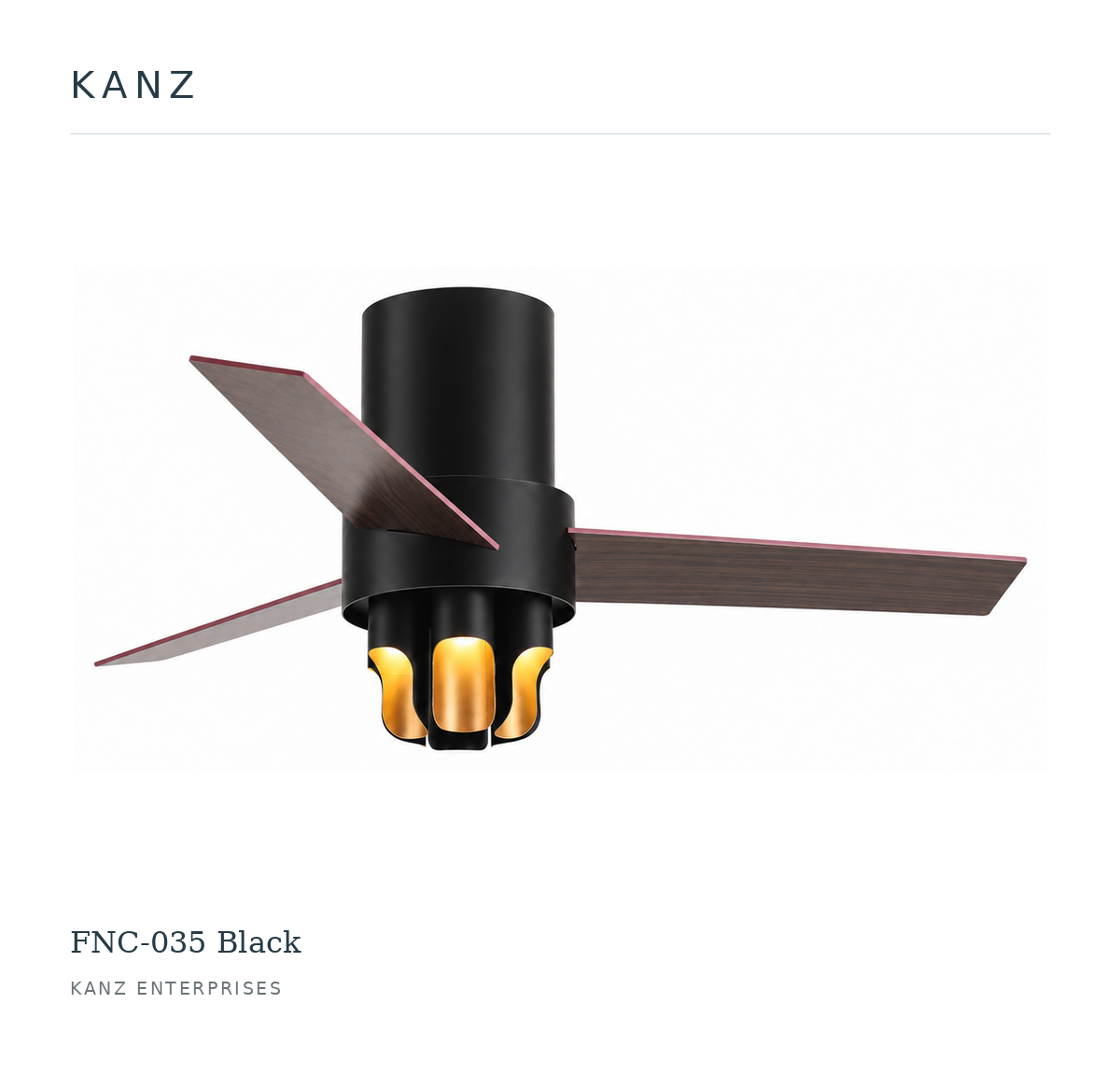 Kanz FNC-035 Black ceiling fan — white masthead product image