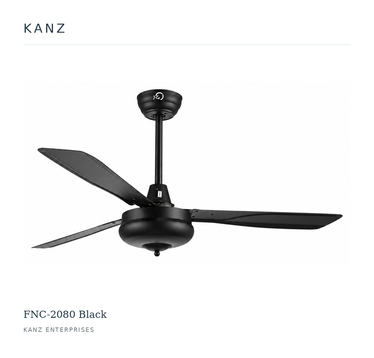Kanz FNC-2080 Black ceiling fan — white masthead product image