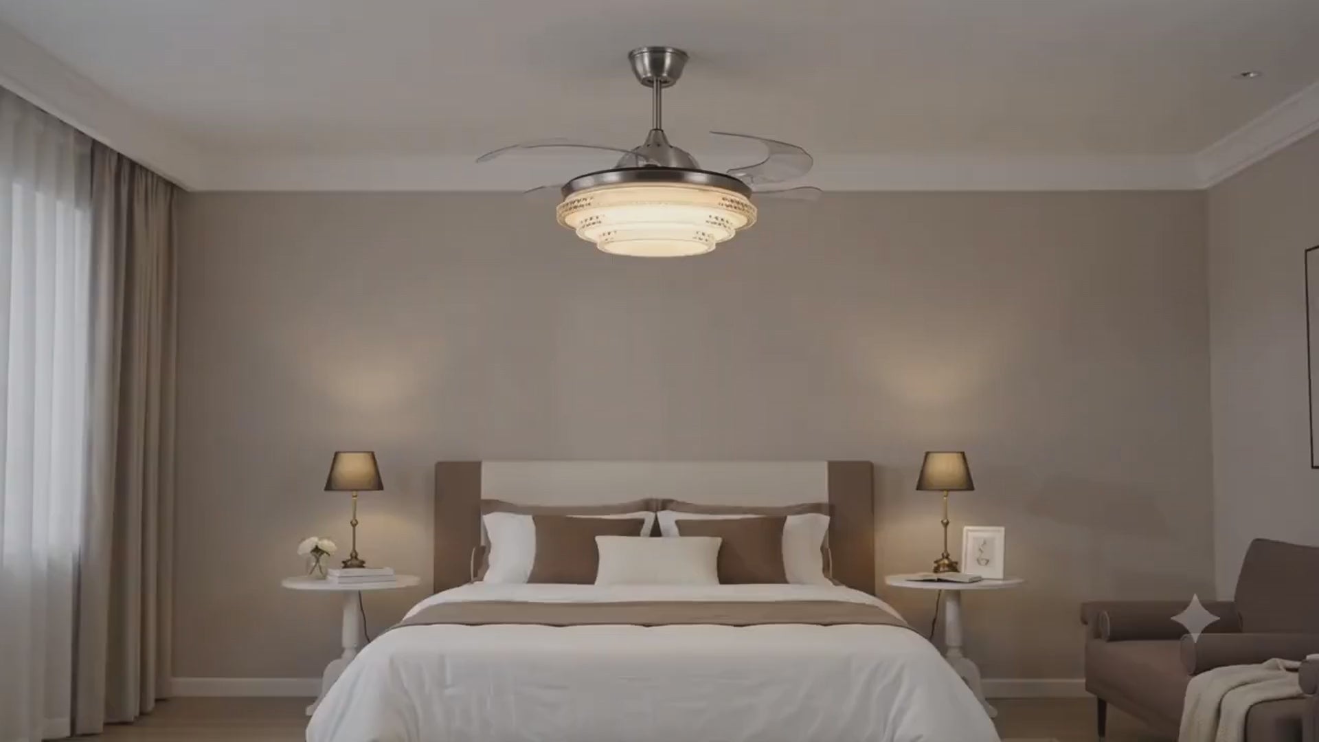 4-Blade Modern Ceiling Fan | Silver | 42 Inch | LED + Remote | Kanz Enterprises